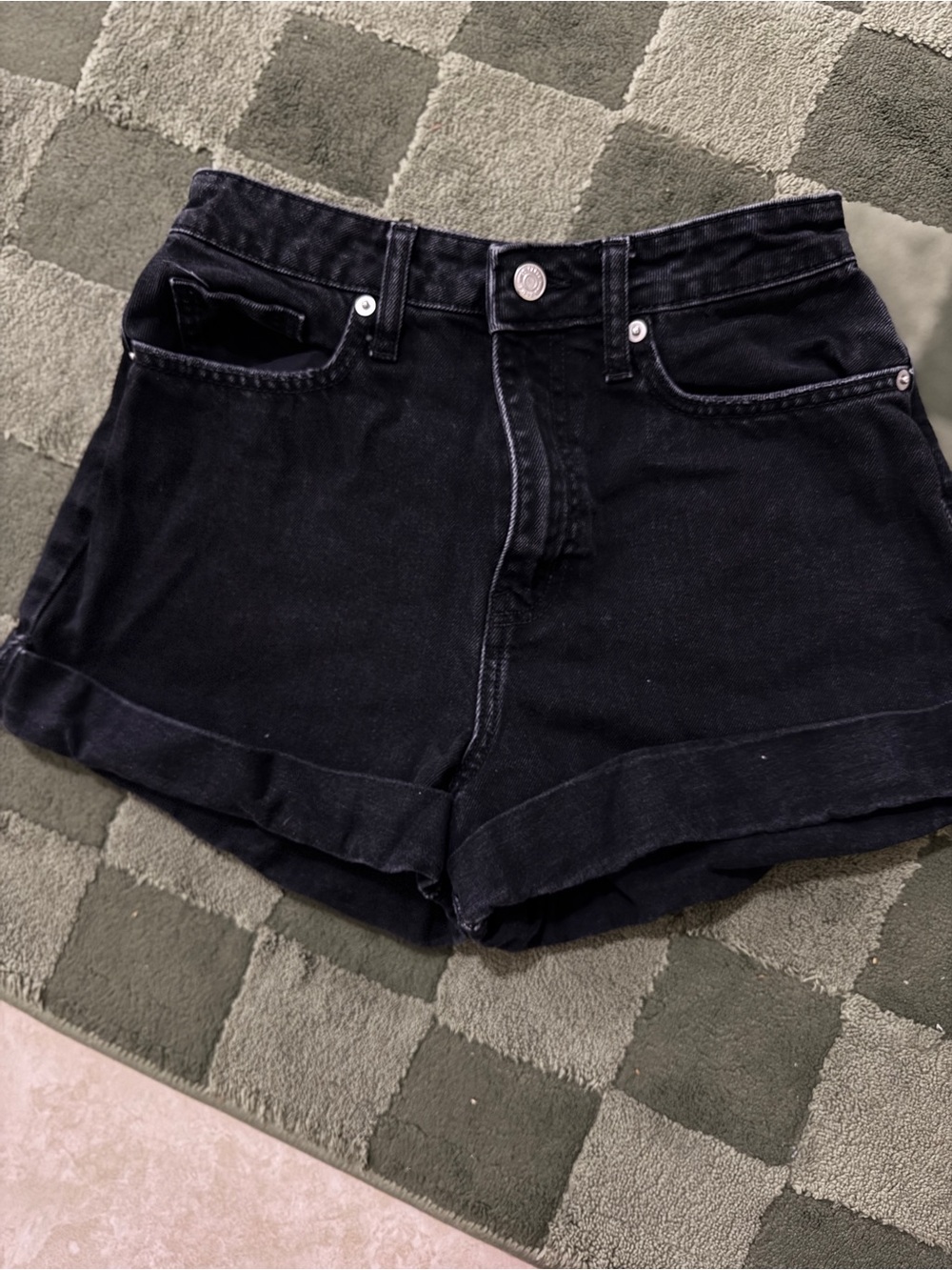 #9 wild fable Black High-Rise Cuffed Denim Shorts